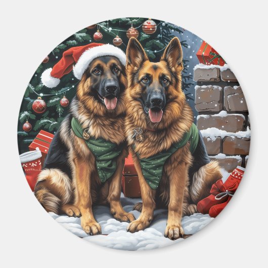 Weihnachtshirdhunde Magnet (Vorne)