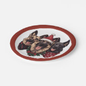 Weihnachtshirdhunde Pappteller (Schrägansicht)