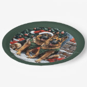 Weihnachtshirdhunde Pappteller (Schrägansicht)