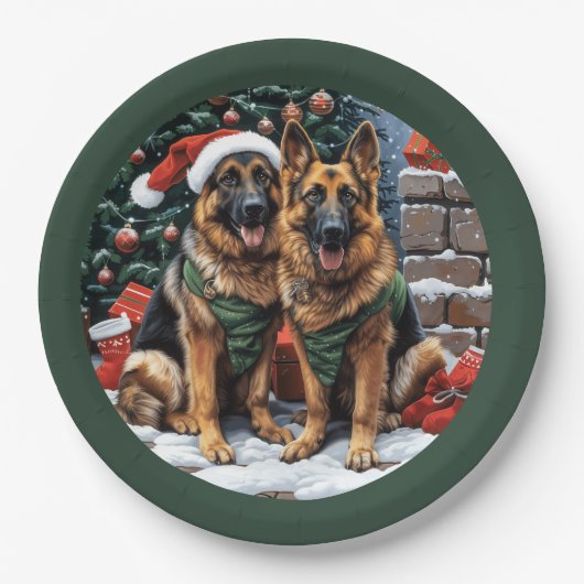 Weihnachtshirdhunde Pappteller (Vorderseite)