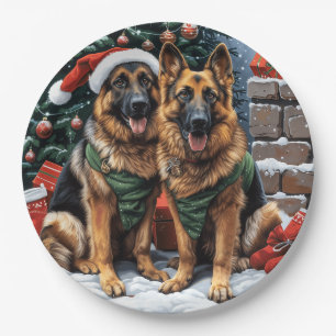 Weihnachtshirdhunde Pappteller