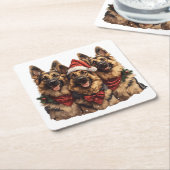 Weihnachtshirdhunde Rechteckiger Pappuntersetzer (angewinkelt)