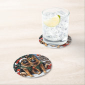 Weihnachtshirdhunde Runder Pappuntersetzer (Vor Ort)