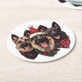 Weihnachtshirdhunde Runder Pappuntersetzer (Angewinkelt)