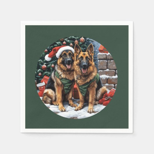 Weihnachtshirdhunde Serviette (Vorderseite)