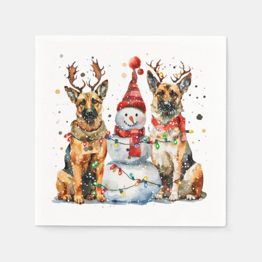 Weihnachtshirdhunde Serviette (Vorderseite)