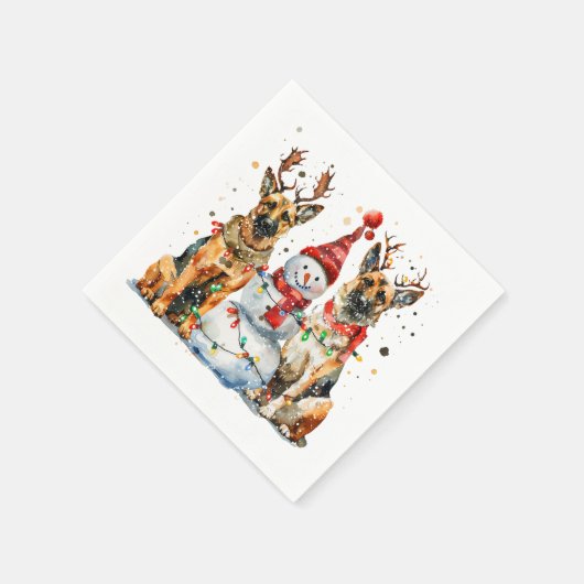Weihnachtshirdhunde Serviette (Ecke)