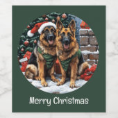 Weihnachtshirdhunde Weinetikett (Einzelnes Label)