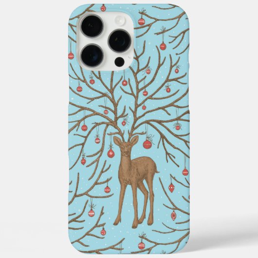 Weihnachtshirsch auf blauem Hintergrund Case-Mate iPhone Hülle (Rückseite)