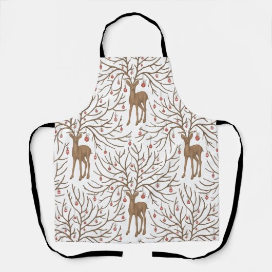 Weihnachtshirsch auf weißem Hintergrund Schürze (Vorderseite)