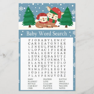 Weihnachtshirsch-Baby-Shower-Wortsuchspiel