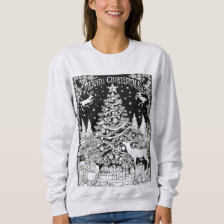 Weihnachtshirsch-Bäume-Schneefrauen Sweatshirt