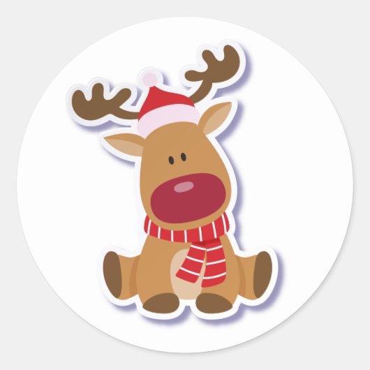 Weihnachtshirsch Entzücken Runder Aufkleber (Vorderseite)