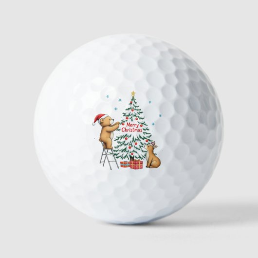 Weihnachtshirsch und Bär Golfball (Vorderseite)