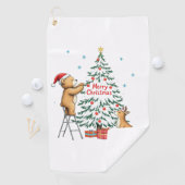 Weihnachtshirsch und Bär Golfhandtuch (Insitu)