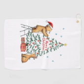Weihnachtshirsch und Bär Golfhandtuch (Horizontal)