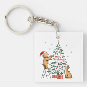 Weihnachtshirsch und Bär Schlüsselanhänger