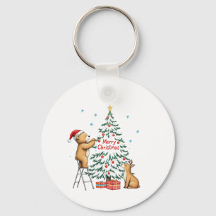 Weihnachtshirsch und Bär Schlüsselanhänger