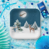 Weihnachtshirsch und Weihnachtsmann Pappteller (Party)