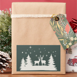 Weihnachtshirsch Winterzeit Feiertag Rechteckiger Aufkleber