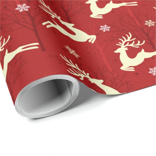 Weihnachtshirsche auf heller Verpackung Geschenkpapier (Rolleneckpunkt)