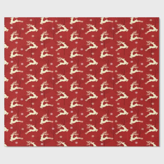 Weihnachtshirsche auf heller Verpackung Geschenkpapier (Flach)