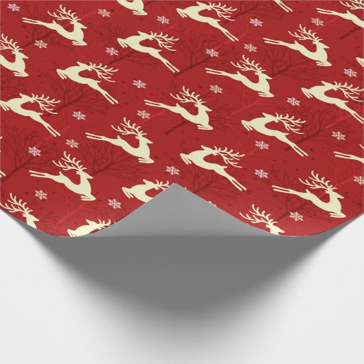 Weihnachtshirsche auf heller Verpackung Geschenkpapier (Ecke)