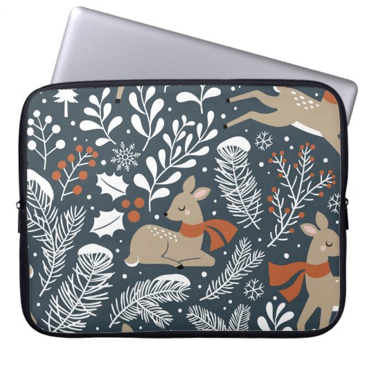 Weihnachtshirsche, festliches Design Laptopschutzhülle (Vorderseite)