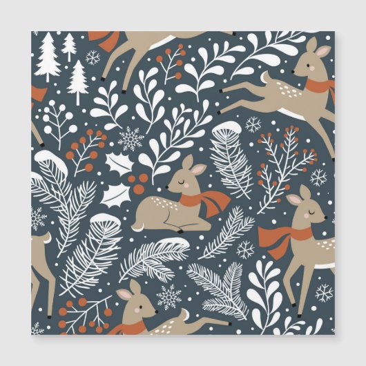 Weihnachtshirsche, festliches Design Magnetkarte (Vorderseite)