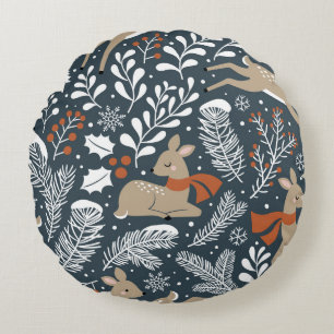 Weihnachtshirsche, festliches Design Rundes Kissen