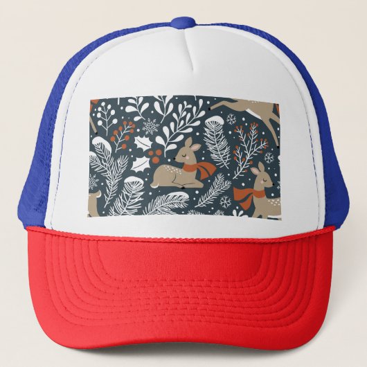 Weihnachtshirsche, festliches Design Truckerkappe (Vorderseite)