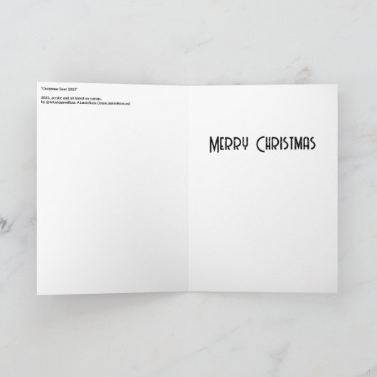 'Weihnachtshirsche' Gemälde an einem Dankeskarte (Innenseite)