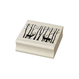 Weihnachtshirsche im Birkenwald Holzkunst Briefmar Gummistempel