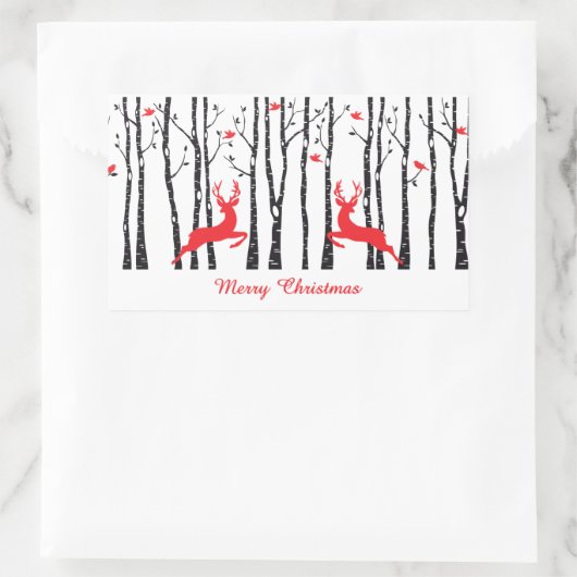 Weihnachtshirsche im Birkenwald Rechteckiger Aufkleber (Tasche)
