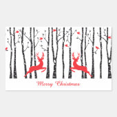 Weihnachtshirsche im Birkenwald Rechteckiger Aufkleber (Vorderseite)