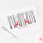 Weihnachtshirsche im Birkenwald Rechteckiger Aufkleber (Umschlag)