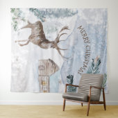 Weihnachtshirsche im Schneewald Wandteppich (Beispiel (Horizontal))