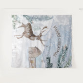 Weihnachtshirsche im Schneewald Wandteppich (Vorderseite (Horizontal))