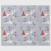 Weihnachtshirsche im Wald. Geschenkpapier (Flach)