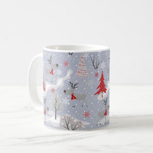 Weihnachtshirsche im Wald. Kaffeetasse (Vorderseite Links)