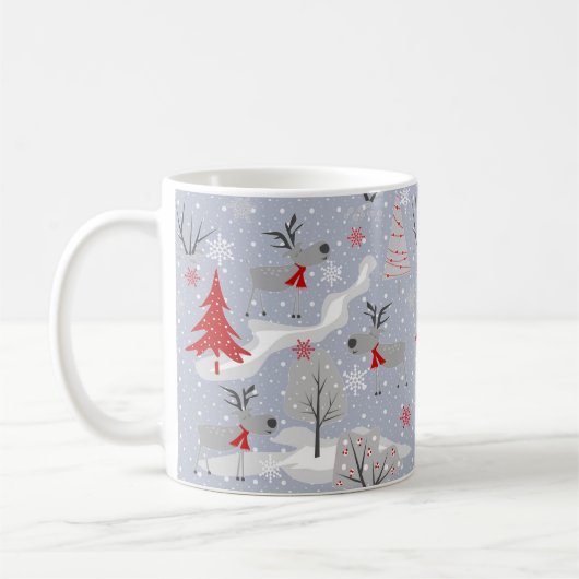 Weihnachtshirsche im Wald. Kaffeetasse (Links)