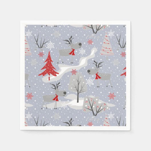 Weihnachtshirsche im Wald. Serviette (Vorderseite)