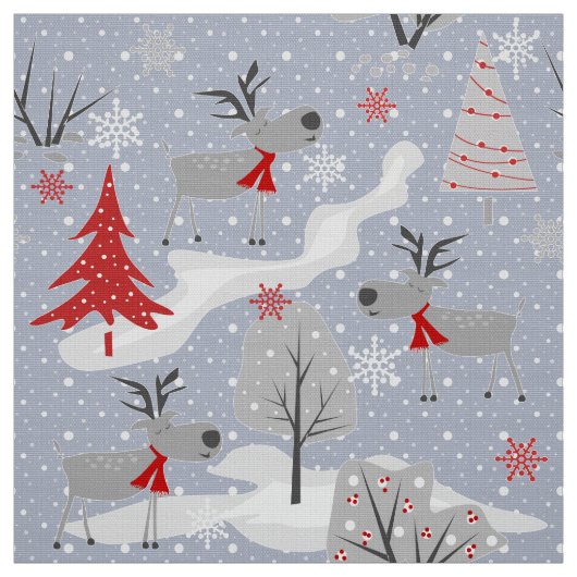 Weihnachtshirsche im Wald. Stoff (Muster)
