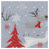 Weihnachtshirsche im Wald. Stoff (Nahaufnahme)