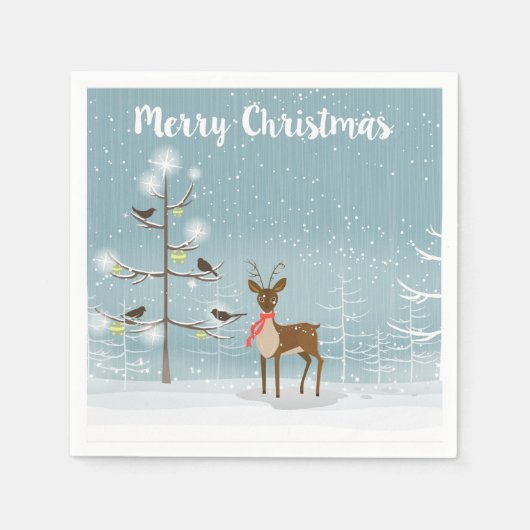 Weihnachtshirsche im Winterwald Serviette (Vorderseite)