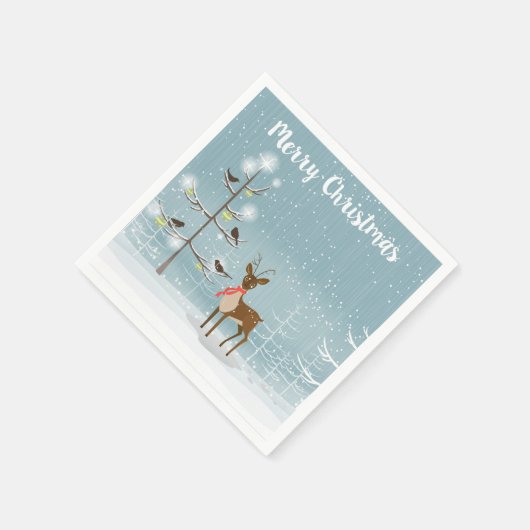 Weihnachtshirsche im Winterwald Serviette (Ecke)