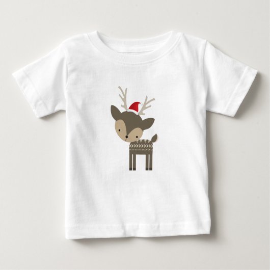 Weihnachtshirsche in einem Retro-Hipster der roten Baby T-shirt (Vorderseite)