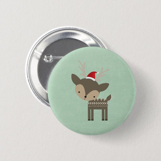 Weihnachtshirsche in einem Retro-Hipster der roten Button (Vorne & Hinten)