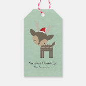 Weihnachtshirsche in einem Retro-Hipster der roten Geschenkanhänger (Rückseite)
