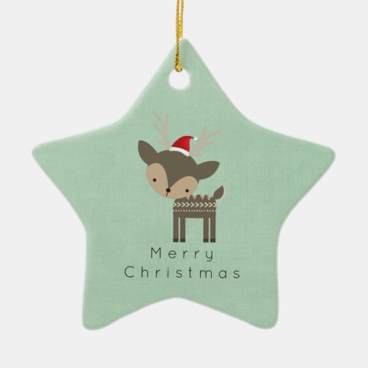 Weihnachtshirsche in einem Retro-Hipster der roten Keramikornament (Vorne)